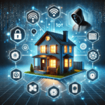 house with digital icons around it